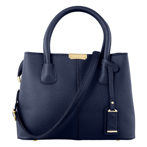 Living And Home Blue Classic Lychee Grain Tote Handbag