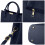 Living And Home Blue Classic Lychee Grain Tote Handbag 6