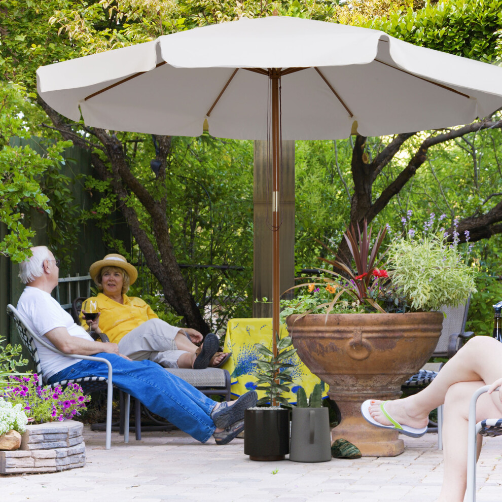 Outsunny Garden Parasol Patio Umbrella With Ruffles Cream White