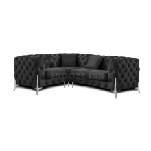(Black, 4 Seater Right Hand Facing) SNOOZE Online Chesterfield 3 and 2 Seater Sofa Sets, Corner Sofas For Living Room, Upholstered Plush Fabric 3 Seater Velvet Sofas