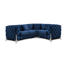 (Blue, 4 Seater Left Hand Facing) SNOOZE Online Chesterfield 3 and 2 Seater Sofa Sets, Corner Sofas For Living Room, Upholstered Plush Fabric 3 Seater Velvet Sofas