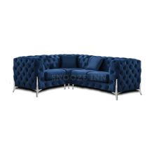 (Blue, 4 Seater Right Hand Facing) SNOOZE Online Chesterfield 3 and 2 Seater Sofa Sets, Corner Sofas For Living Room, Upholstered Plush Fabric 3 Seater Velvet Sofas