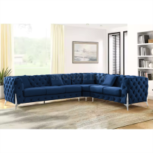 (Blue, 6 Seater Left Hand Facing) SNOOZE Online Chesterfield 3 and 2 Seater Sofa Sets, Corner Sofas For Living Room, Upholstered Plush Fabric 3 Seater Velvet Sofas