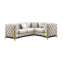 (Cream, 4 Seater Left Hand Facing) SNOOZE Online Chesterfield 3 and 2 Seater Sofa Sets, Corner Sofas For Living Room, Upholstered Plush Fabric 3 Seater Velvet Sofas