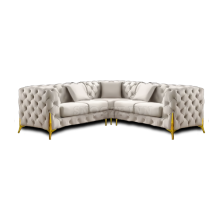(Cream, 5 Seater Corner Sofa) SNOOZE Online Chesterfield 3 and 2 Seater Sofa Sets, Corner Sofas For Living Room, Upholstered Plush Fabric 3 Seater Velvet Sofas