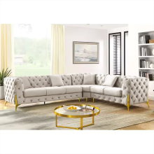 (Cream, 6 Seater Left Hand Facing) SNOOZE Online Chesterfield 3 and 2 Seater Sofa Sets, Corner Sofas For Living Room, Upholstered Plush Fabric 3 Seater Velvet Sofas