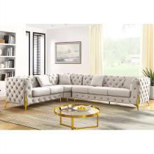 (Cream, 6 Seater Right Hand Facing) SNOOZE Online Chesterfield 3 and 2 Seater Sofa Sets, Corner Sofas For Living Room, Upholstered Plush Fabric 3 Seater Velvet Sofas