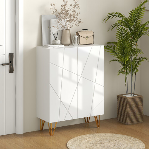 Homcom HOMCOM Shoe Storage Cabinet with Soft-Close Hinges and Adjust Shelves, White