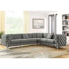 (Dark Grey, 6 Seater Left Hand Facing) SNOOZE Online Chesterfield 3 and 2 Seater Sofa Sets, Corner Sofas For Living Room, Upholstered Plush Fabric 3 Seater Velvet Sofas