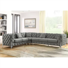 (Dark Grey, 6 Seater Right Hand Facing) SNOOZE Online Chesterfield 3 and 2 Seater Sofa Sets, Corner Sofas For Living Room, Upholstered Plush Fabric 3 Seater Velvet Sofas