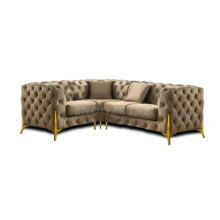 (Mink, 4 Seater Right Hand Facing) SNOOZE Online Chesterfield 3 and 2 Seater Sofa Sets, Corner Sofas For Living Room, Upholstered Plush Fabric 3 Seater Velvet Sofas