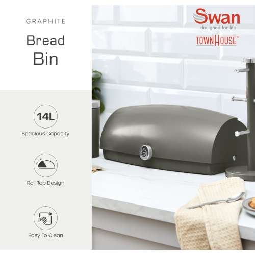 Swan Swan TownHouse Bread Bin SWKA18529GRP (Graphite) 2