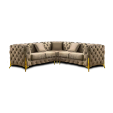 (Mink, 5 Seater Corner Sofa) SNOOZE Online Chesterfield 3 and 2 Seater Sofa Sets, Corner Sofas For Living Room, Upholstered Plush Fabric 3 Seater Velvet Sofas
