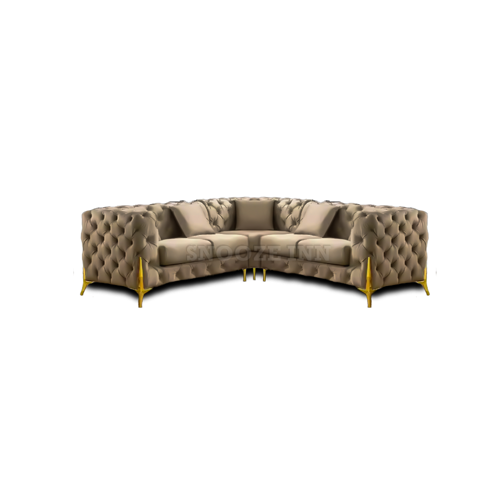 (Mink, 5 Seater Corner Sofa) SNOOZE Online Chesterfield 3 and 2 Seater Sofa Sets, Corner Sofas For Living Room, Upholstered Plush Fabric 3 Seater Velvet Sofas