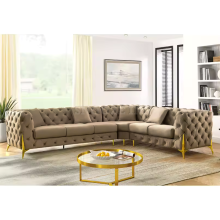 (Mink, 6 Seater Left Hand Facing) SNOOZE Online Chesterfield 3 and 2 Seater Sofa Sets, Corner Sofas For Living Room, Upholstered Plush Fabric 3 Seater Velvet Sofas