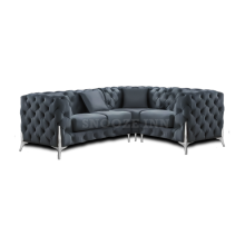 (Space Grey, 4 Seater Left Hand Facing) SNOOZE Online Chesterfield 3 and 2 Seater Sofa Sets, Corner Sofas For Living Room, Upholstered Plush Fabric 3 Seater Velvet Sofas