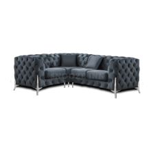 (Space Grey, 4 Seater Right Hand Facing) SNOOZE Online Chesterfield 3 and 2 Seater Sofa Sets, Corner Sofas For Living Room, Upholstered Plush Fabric 3 Seater Velvet Sofas