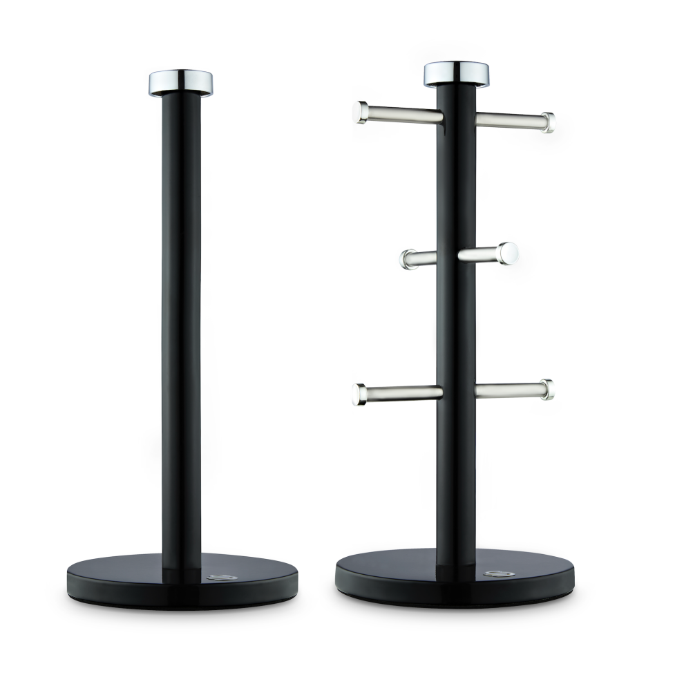 Swan TownHouse Towel Pole & Mug Tree Kitchen Set SWKA18531BLK (Black)