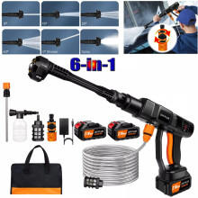 (2x 3.0Ah Batteries) Cordless Pressure Washer, 25000 RPM Portable Pressure Washer Powerful 45Bar Electric Wahser