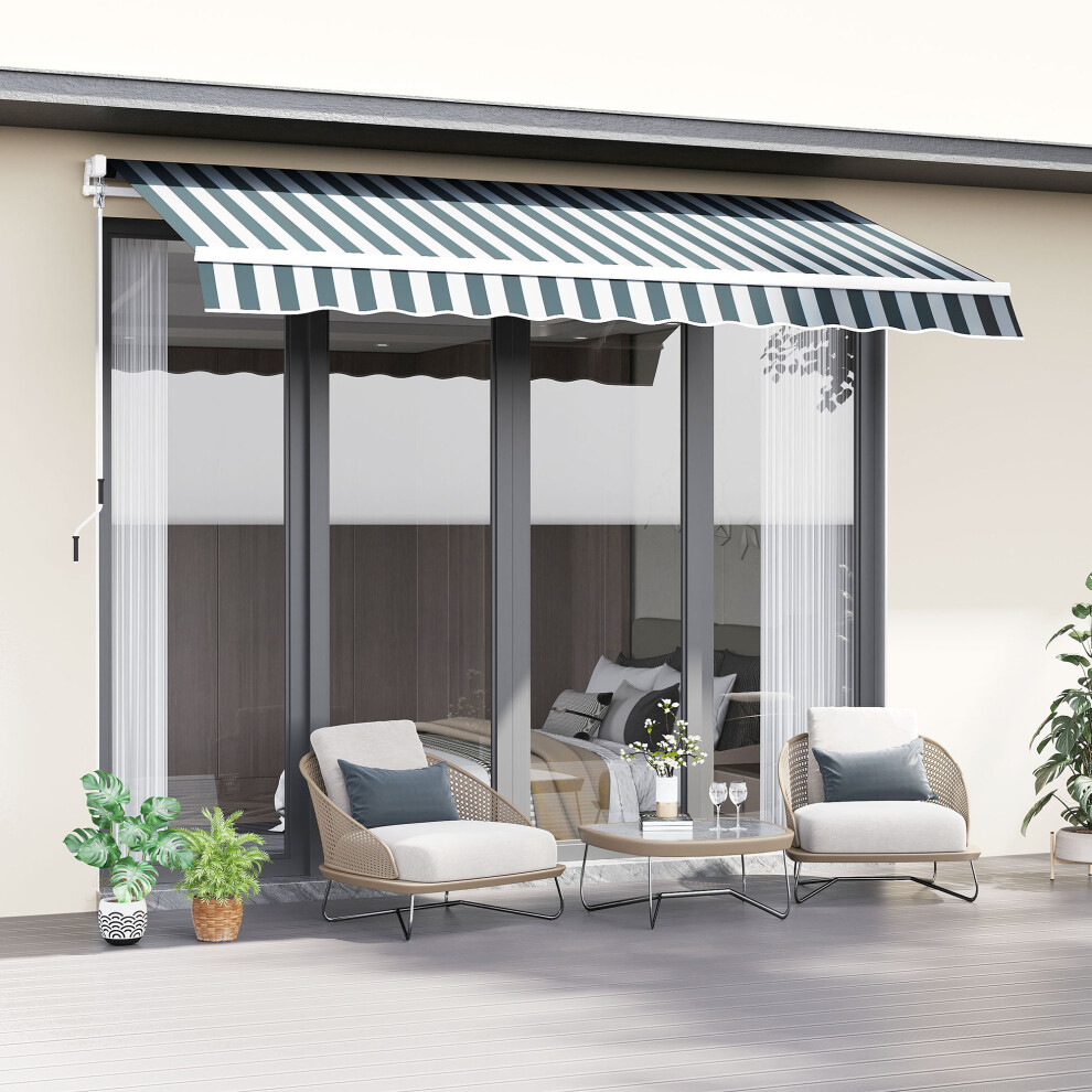 Outsunny Garden Sun Shade Canopy Retractable Awning, 2.5 x 2m, Green and White