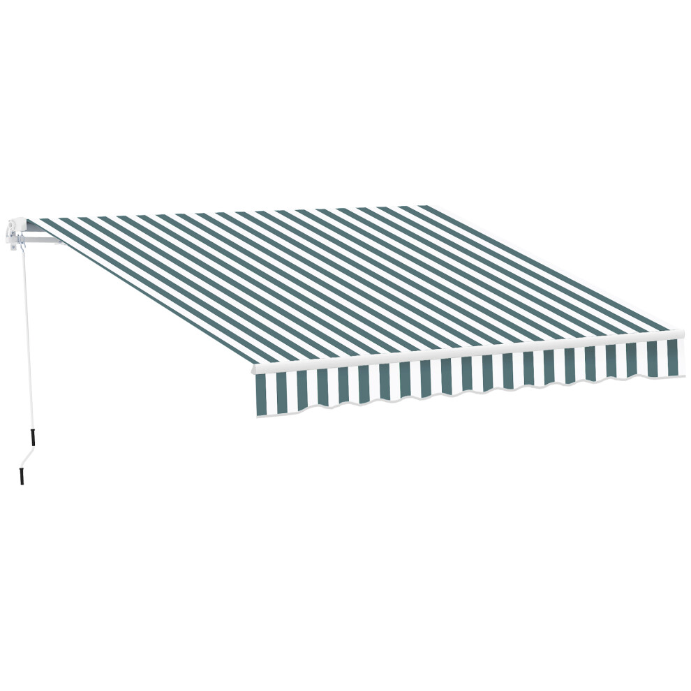 Outsunny Garden Sun Shade Canopy Retractable Awning, 2.5 X 2M, And Green/White