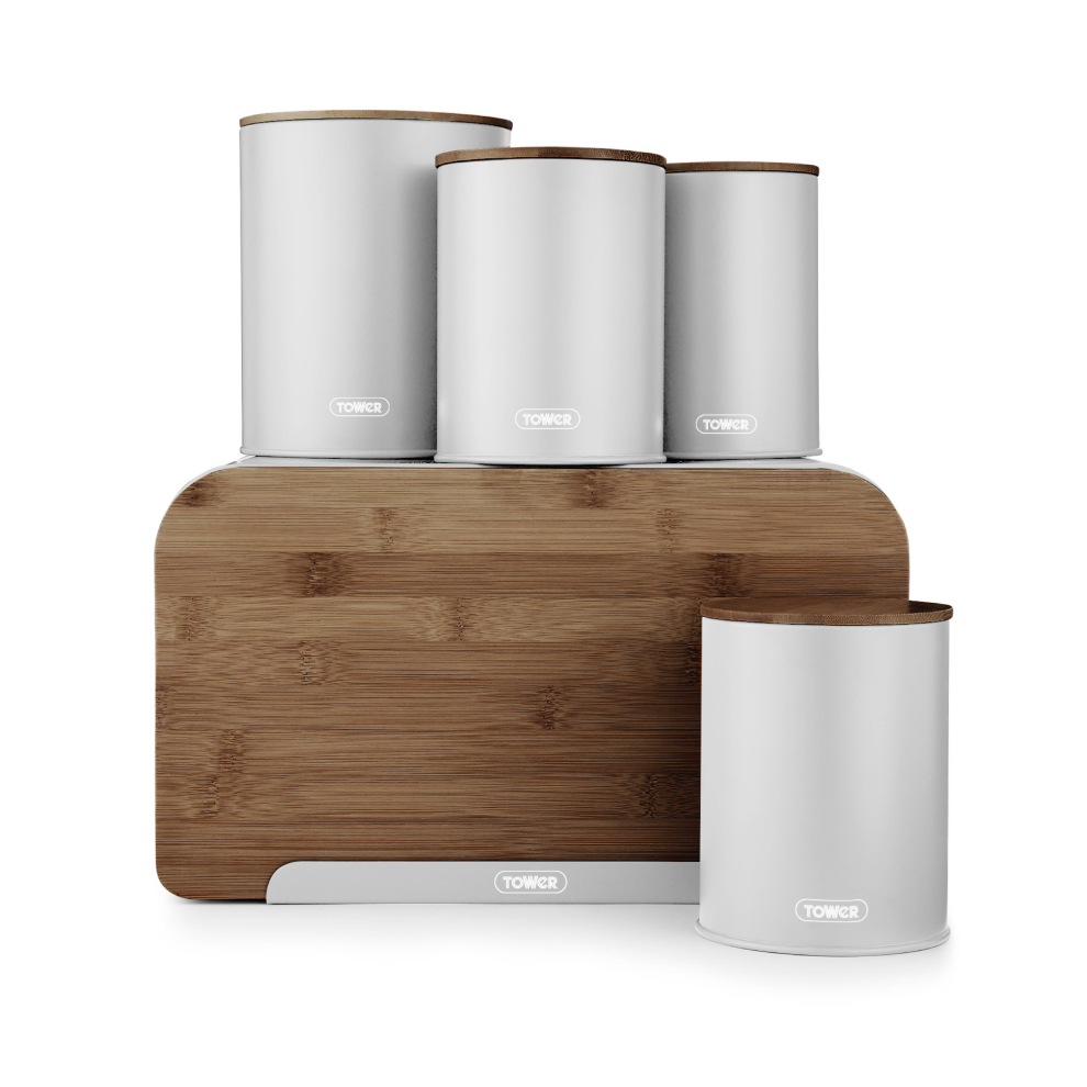 Tower Scandi Dove Grey Bread Bin, Canisters Kitchen Set T826141DGRY