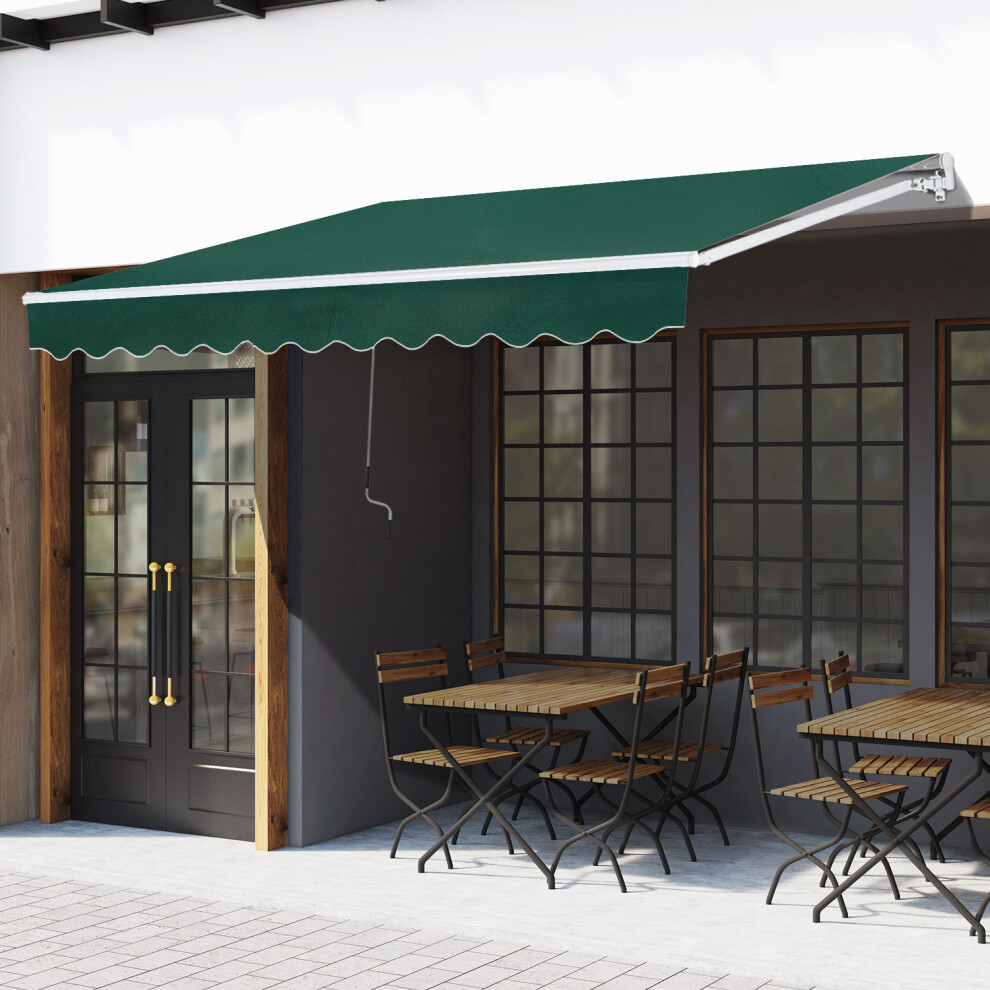Outsunny Manual Retractable Awning Garden Shelter Canopy 3 x 2m Green