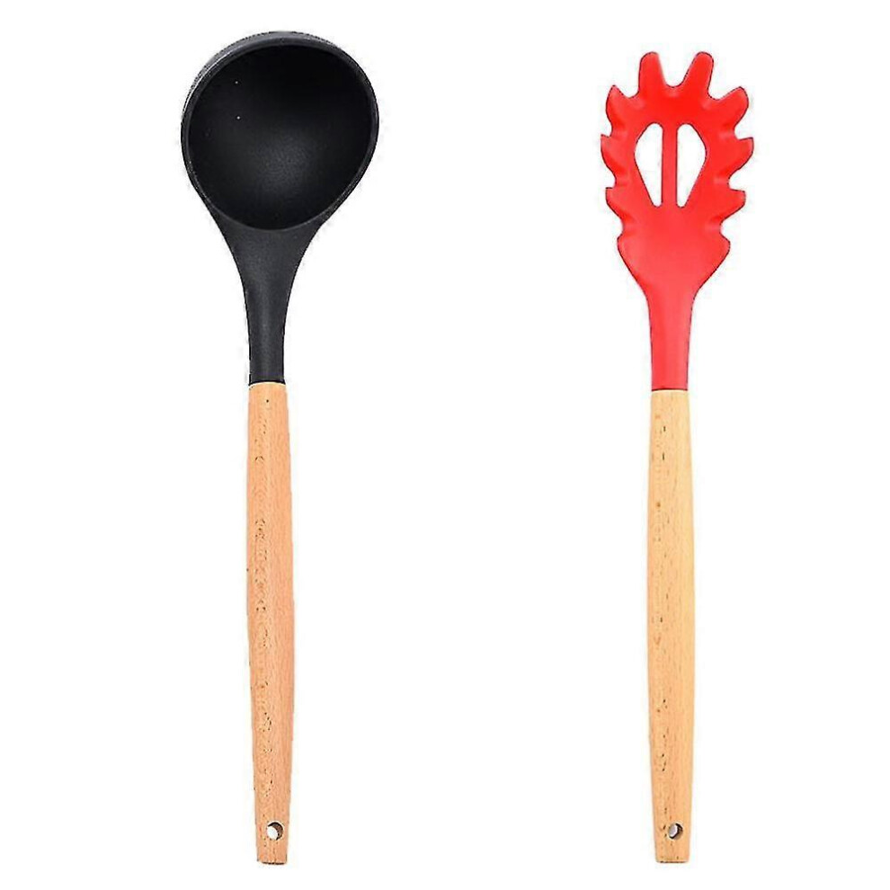 Silicone Cooking Utensil Set -2pcs Bamboo Wood Silicone Kitchen Utensils Set-silicone Utensil Set-image-OPC-PFY9B2Y-NEW