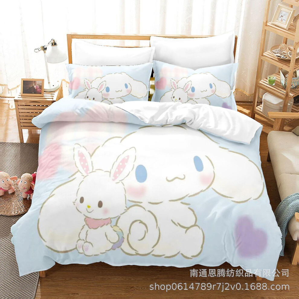 (UK DOUBLE 200x200cm, One size) C02 Cartoon Cinnamoroll Babycinnamoroll Bedding Set Duvet Cover Quilt Cover Pillowcase Kids Gift