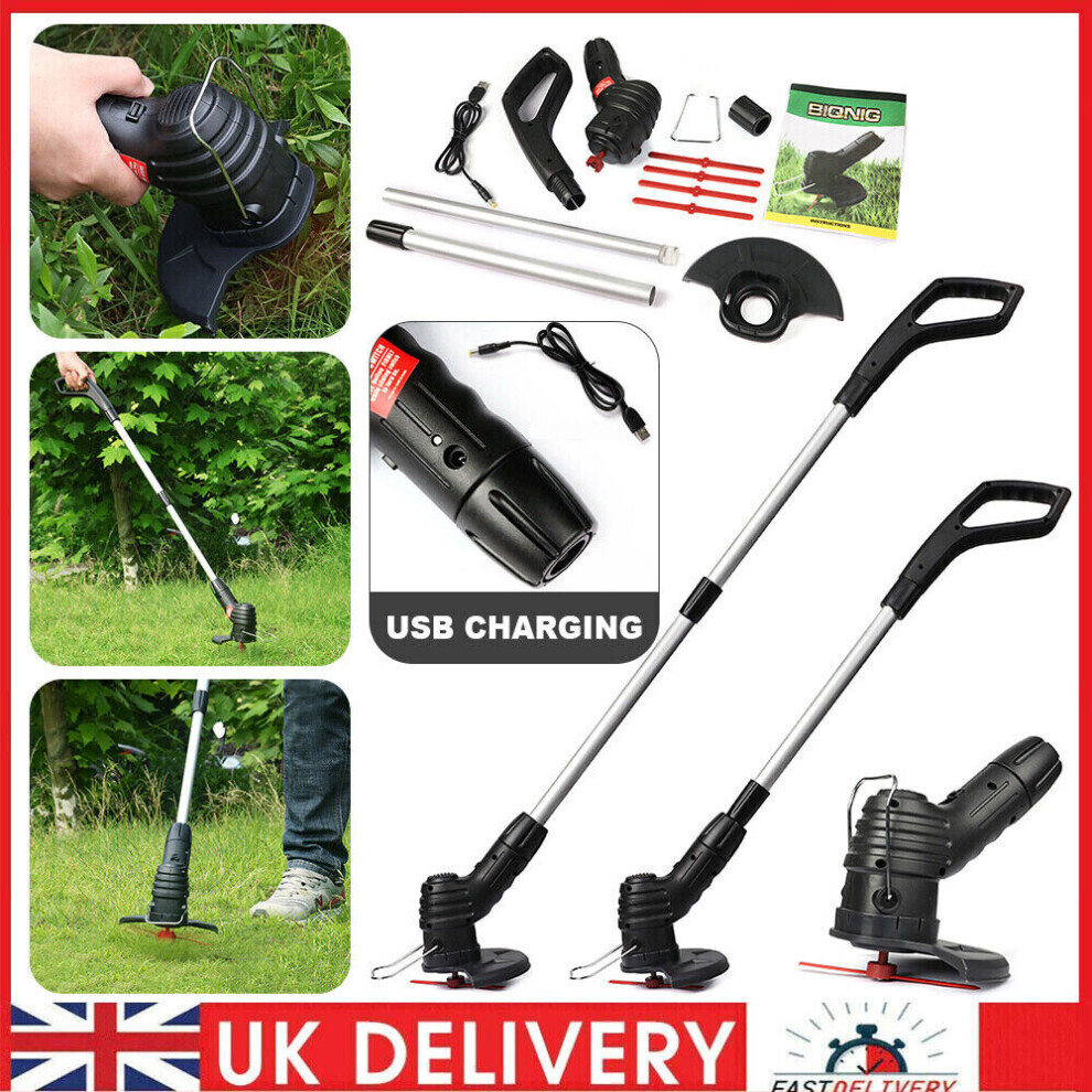 Garden Lawn Rechargeable Weed Strimmer Cutter Electric Cordless Grass Trimmer USB