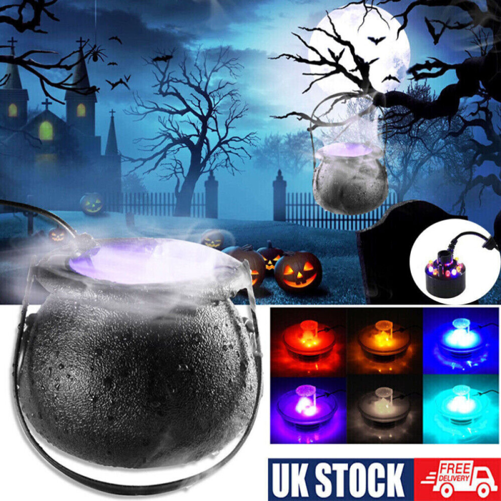Halloween Witch Pot Smoke Machine Fogger Misting Cauldron Mist Maker Party Prop