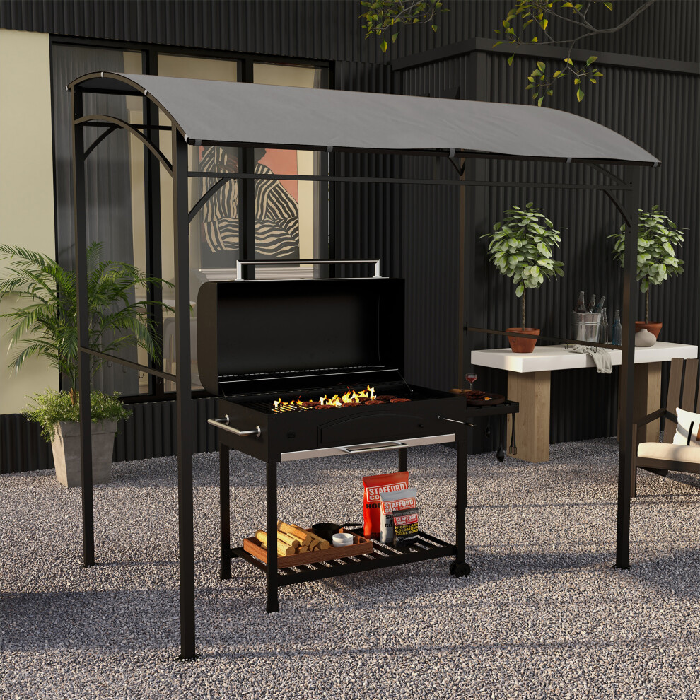Outsunny 2.2 X 1.5 M Bbq Gazebo Tent Sun Shade With Canopy, Grey
