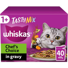 Whiskas Tasty Mix 1+Chef´s Choice in Gravy 40 x 85 g Pouches, Adult Cat Food