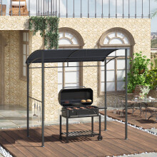 Outsunny 2.2 x 1.5 m BBQ Gazebo Tent Sun Shade with Canopy, Grey