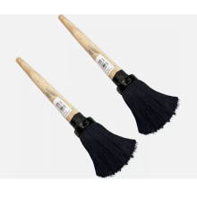 2x Tar Brush Roof Repair Soft Bristles Short Wooden Handle Decking