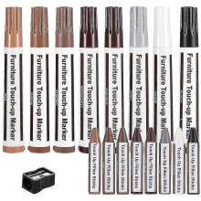 Furniture Repair Kit,wood Touch Up Pens,laminate Scratch Repair,wax for Wood Repair,furniture Markers Touch Up,set Of 17-markers And Wax