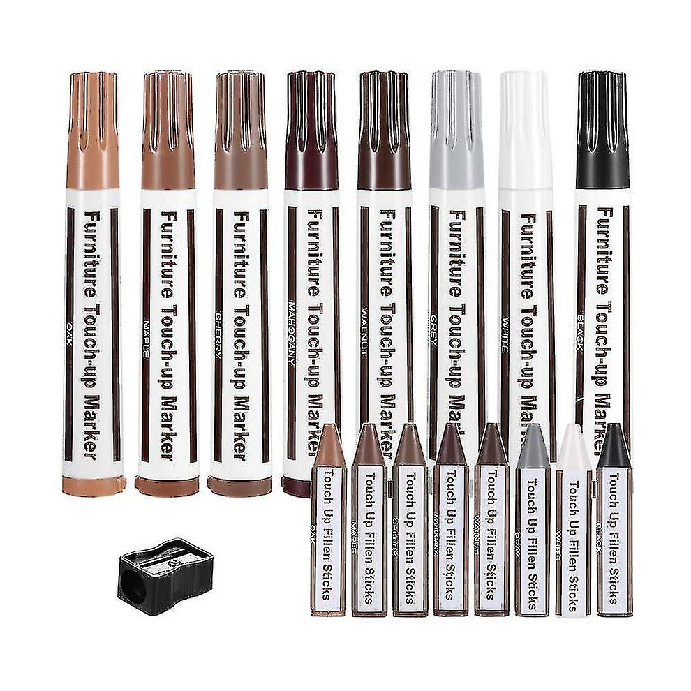 Furniture Repair Kit: Touch-Up Pens, Wax And Markers, Set Of 17 For Repairing Scratches And Imperfections In Wood 3247719474396