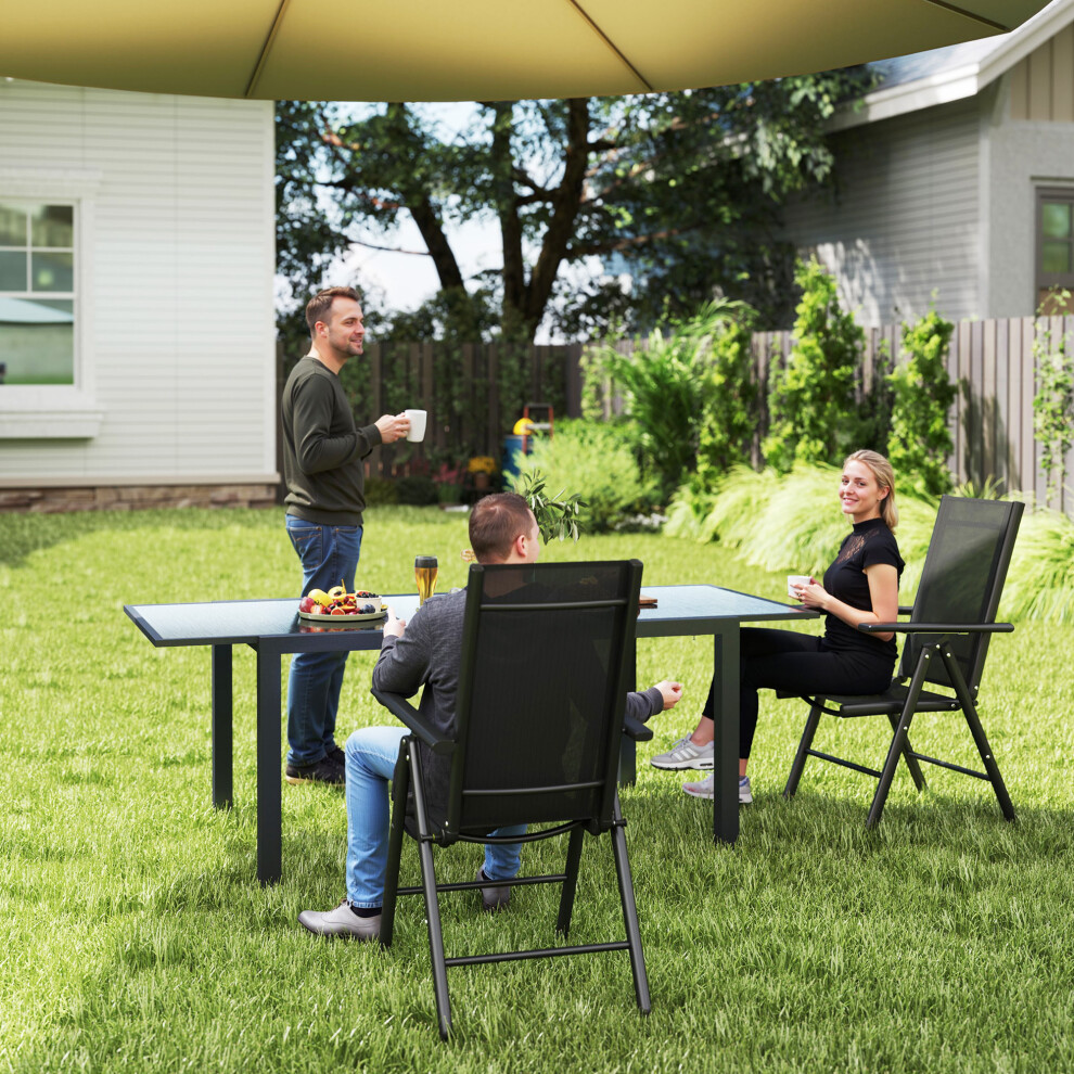 Outsunny 2Pcs Folding Chair W/ Breathable Mesh Back And Seat, Black