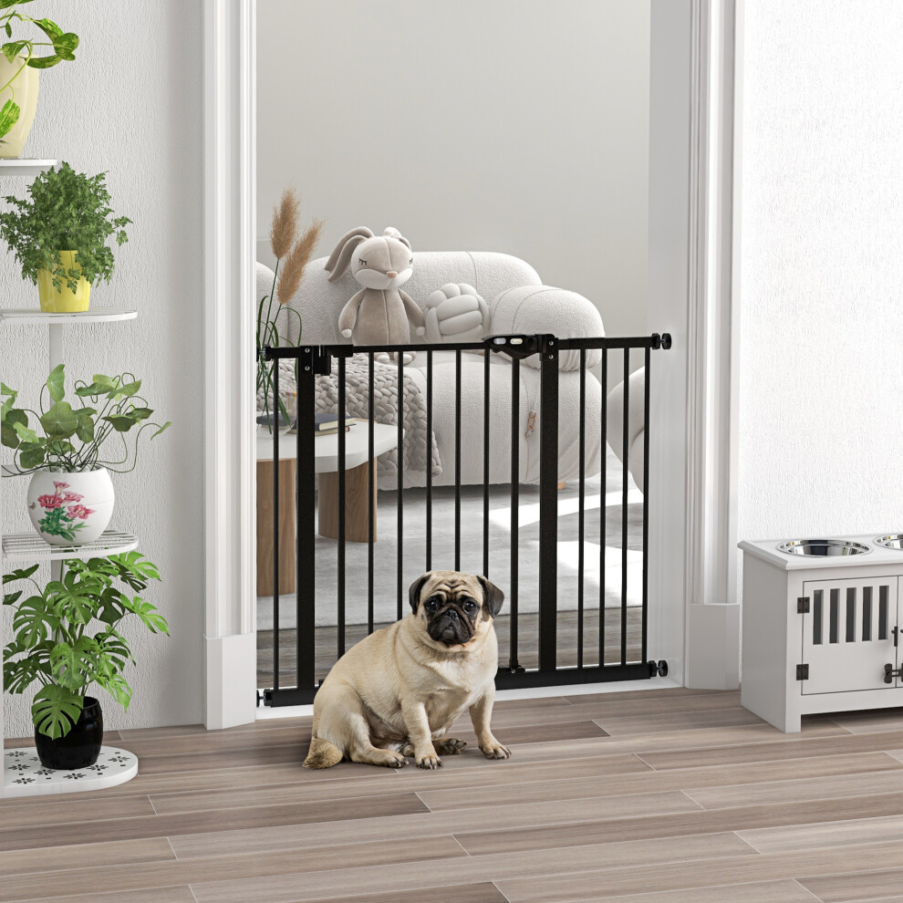 PawHut Adjustable Safety Gate w/ 1 Extensions and Four Adjustable Screws, Black