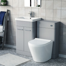 Nes Home Matte Grey 500mm Freestanding Basin Vanity WC Unit & Toilet Flat Pack