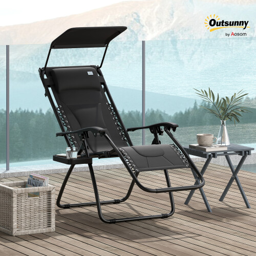 Outsunny Outsunny Zero Gravity Lounger Chair, Folding Reclining Chair, Black
