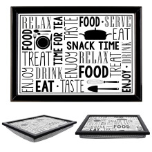 (Snack Time) GEEZY Large Wooden Bean Bag Cushioned Lap Tray - 44 x 34cm