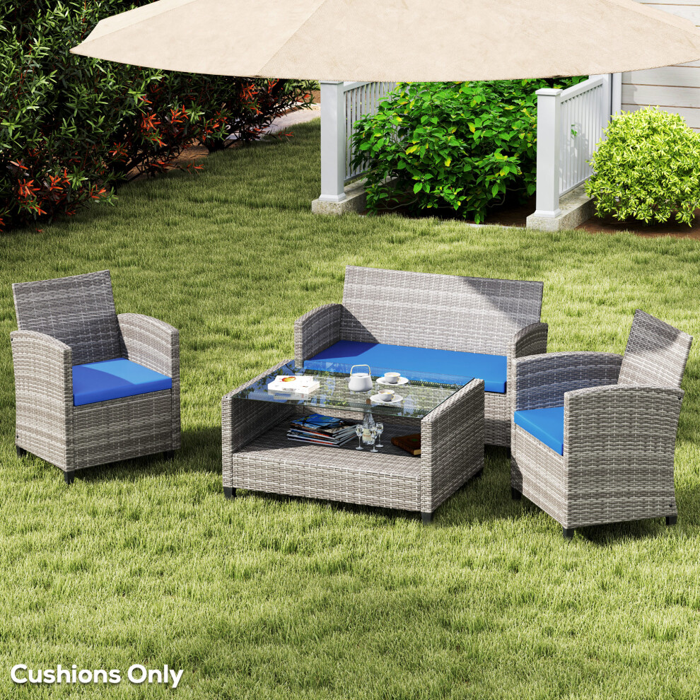 Outsunny 3PCs Rattan Garden Seat Cushions Pads for Patio Furniture Sky Blue
