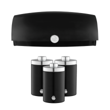 Swan TownHouse Bread Bin & Canisters Kitchen Set (Black)