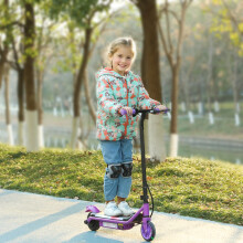 AIYAPLAY Electric Scooter, for 6-14 Years w/ Brakes, Colourful Light, Purple