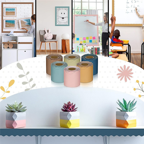 6 Rolls 196,8 Ft Color Borders Classroom for Bulletin Board 2
