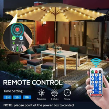 Solar Umbrella Lights With Remote Control, 8 Modes 104 LED