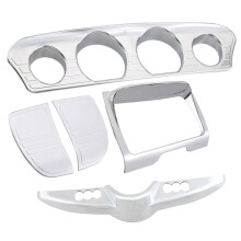 5Pcs Chrome Inner Fairing Tri-Line Gauge Stereo Bezel Trims Panel