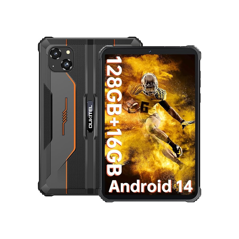 OUKITEL RT3 PRO Rugged Tablet - Android 14,8 Inch, 128GB+16GB, 5150mAh 18W Charger, IP68 Waterproof with Sim Card Slot, 16MP+8MP Dual 4G SIM, 5G-WiFi
