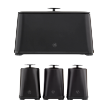 Swan Stealth Bread Bin & Canisters Kitchen Set (Black)